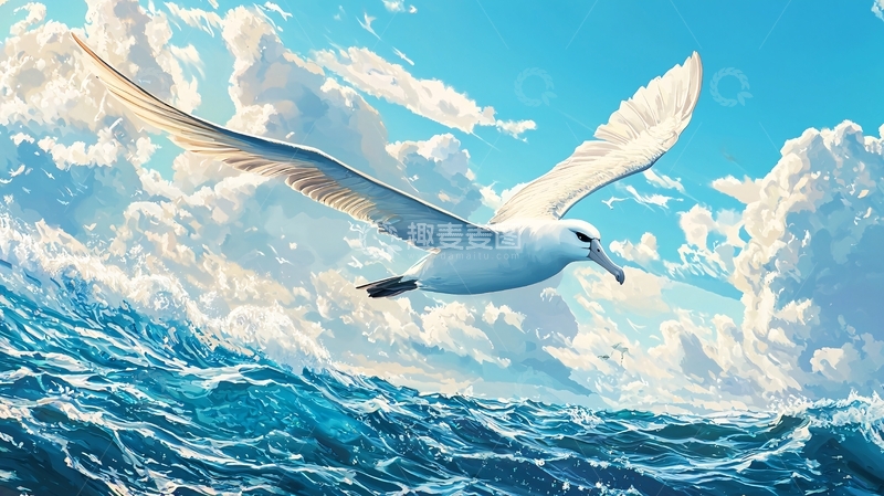 高清大图下载【趣麦麦图】海鸥翱翔于波涛之上