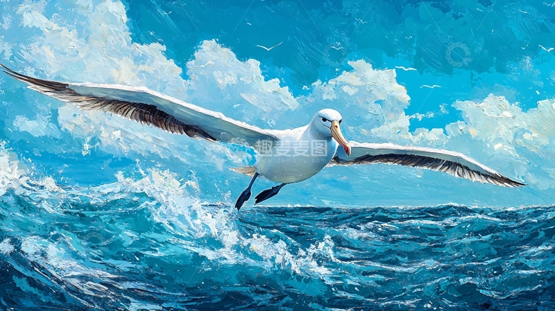 高清大图下载【趣麦麦图】海鸥翱翔于波涛之上