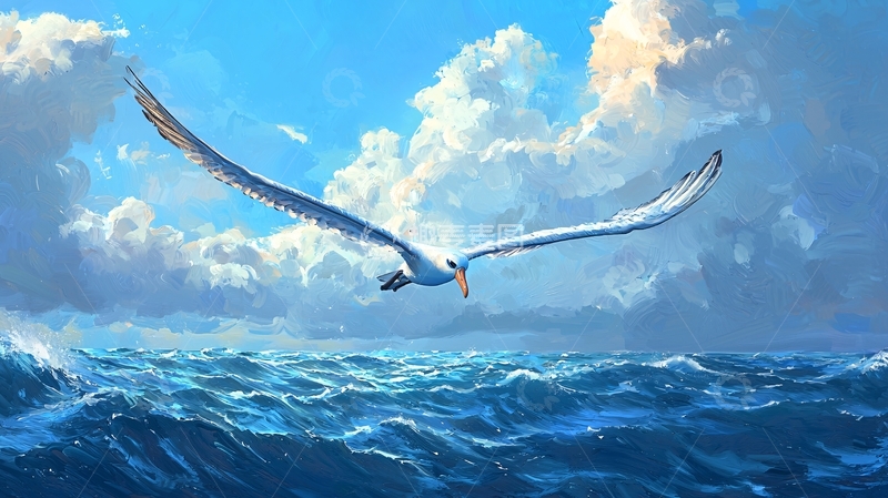 高清大图下载【趣麦麦图】海鸥翱翔于波涛之上