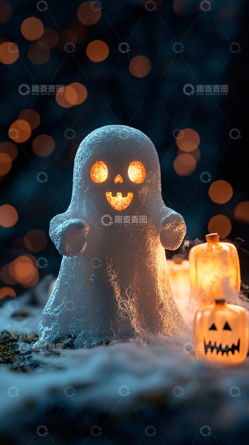 高清大图下载【趣麦麦图】万圣节鬼魂南瓜灯背景