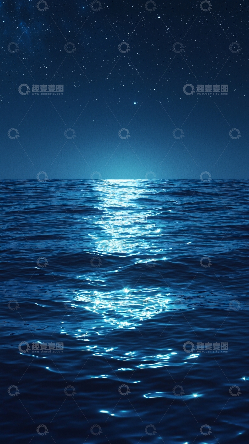 高清大图下载【趣麦麦图】夜海星空下的宁静