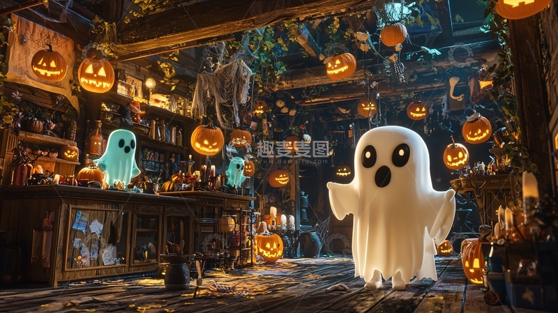 高清大图下载【趣麦麦图】万圣节主题酒吧装饰场景