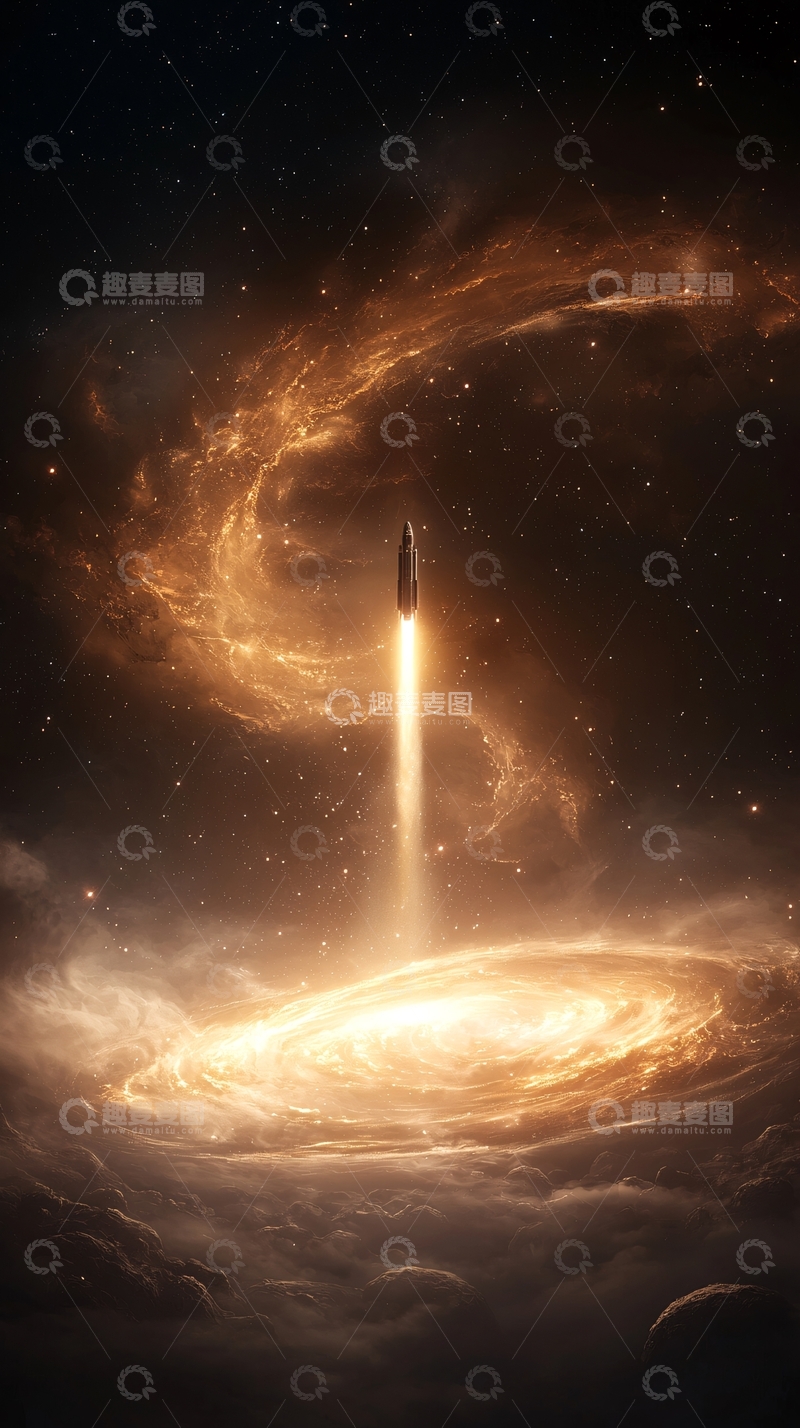 高清大图下载【趣麦麦图】星际火箭发射与星云