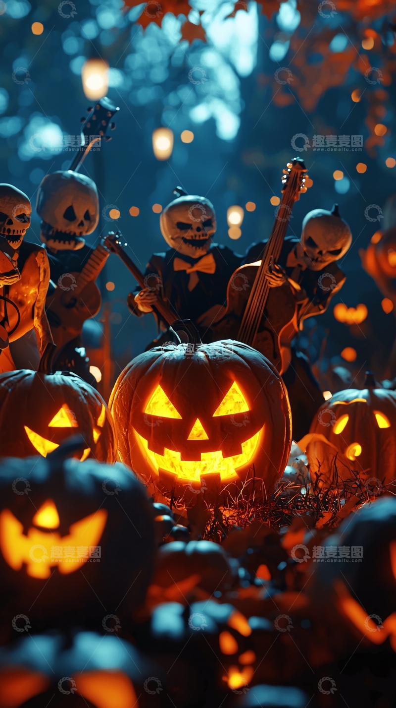 高清大图下载【趣麦麦图】万圣节南瓜乐队演唱会