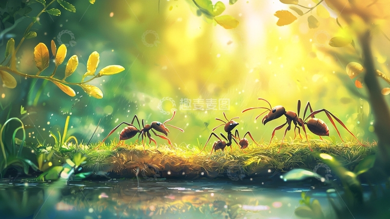 高清大图下载【趣麦麦图】阳光下的蚂蚁群
