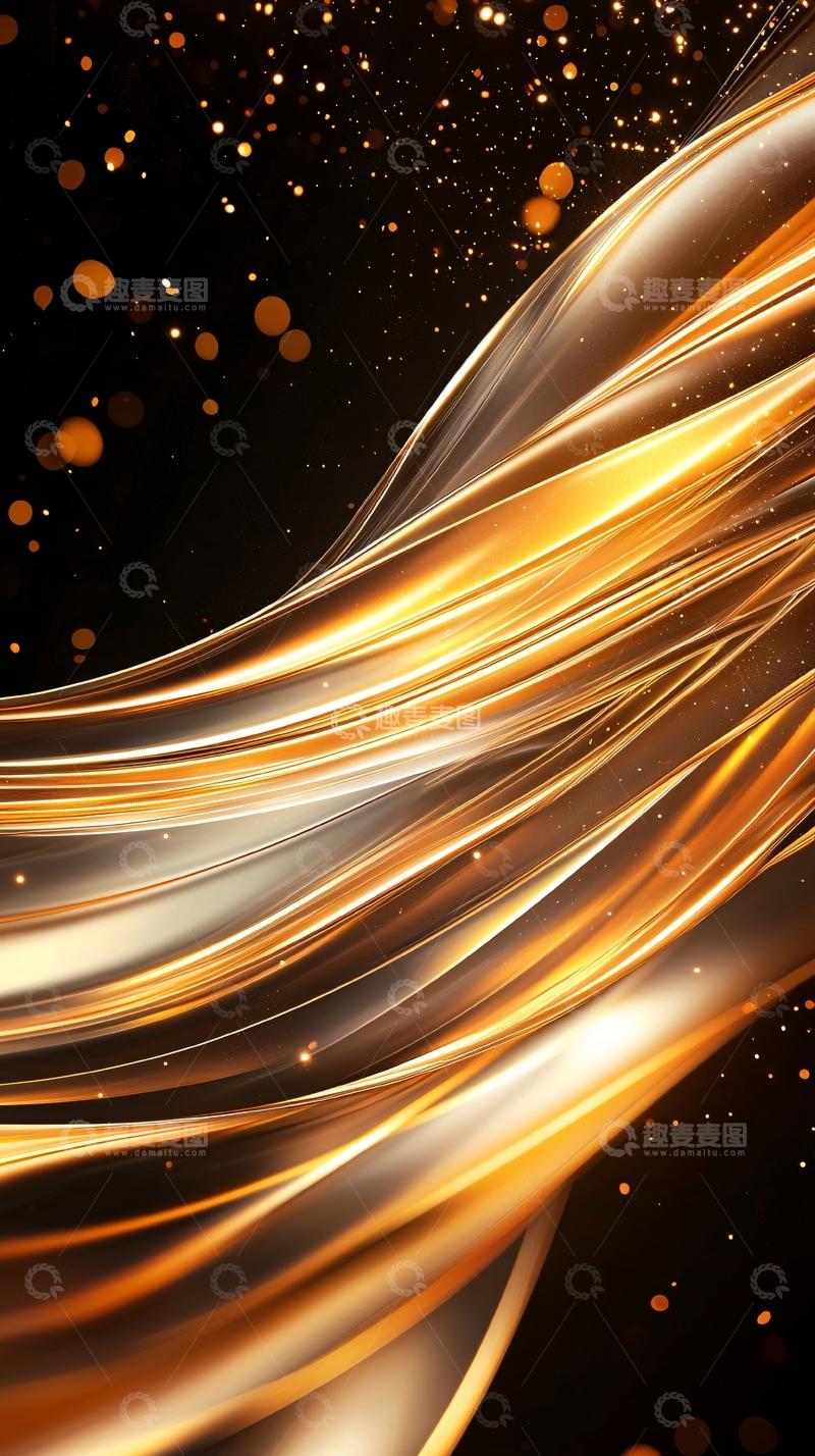高清大图下载【趣麦麦图】金色光带动态背景素材