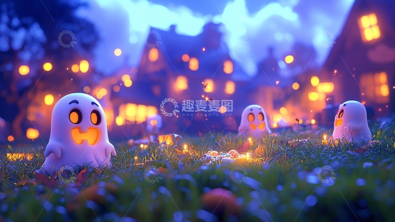 高清大图下载【趣麦麦图】万圣节夜晚鬼魂主题场景