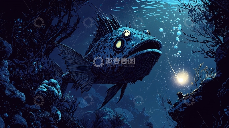 高清大图下载【趣麦麦图】深海生物发光鱼
