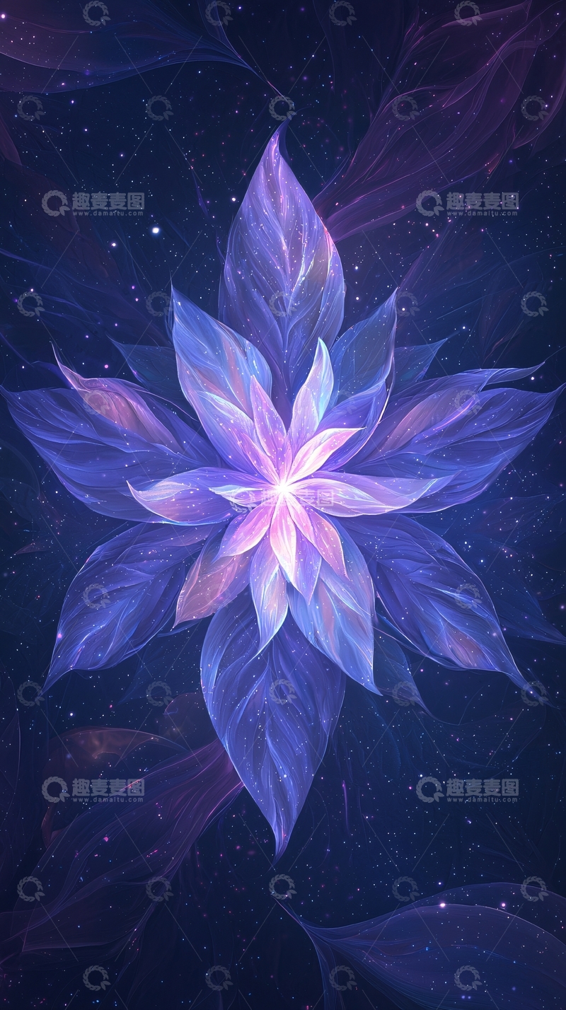 高清大图下载【趣麦麦图】梦幻星空下的紫色花朵