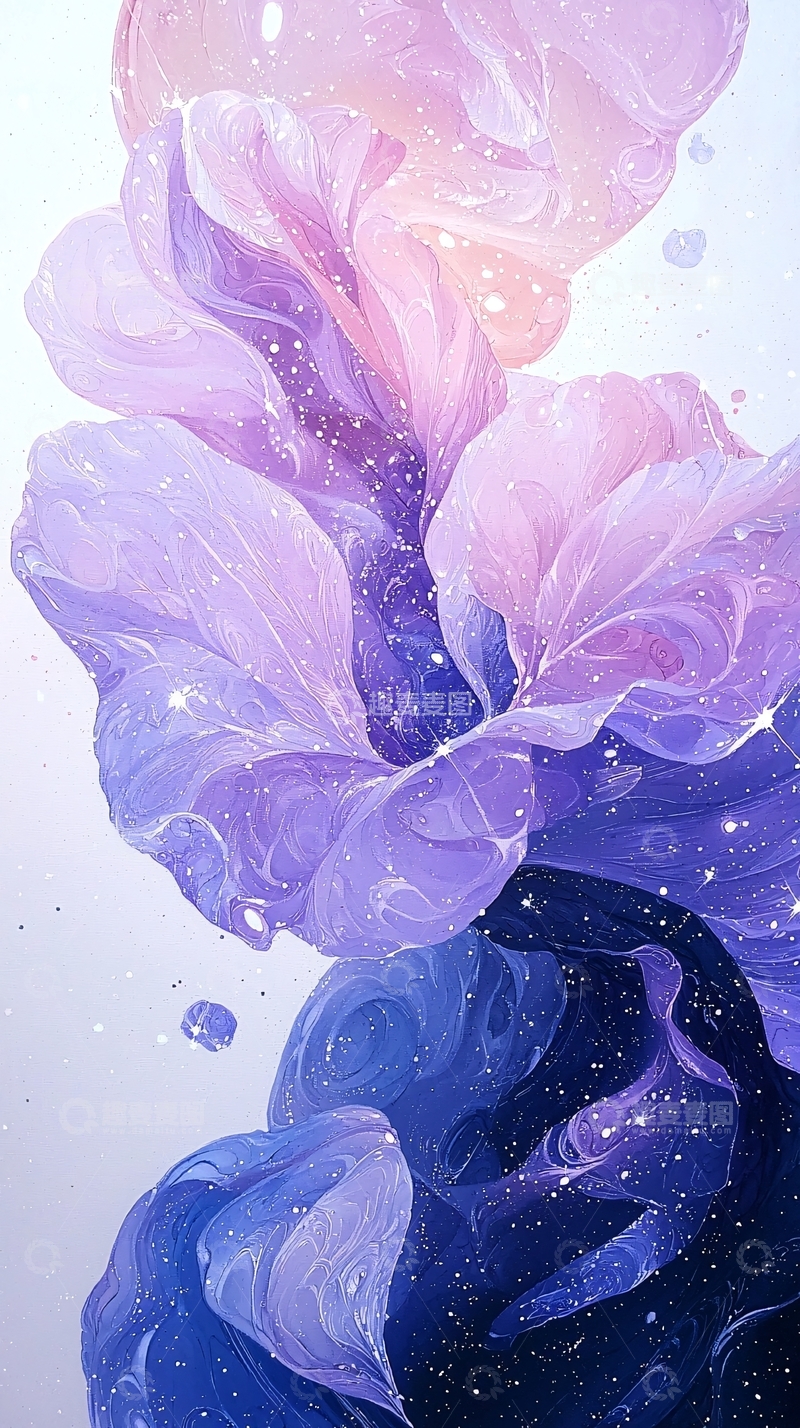 高清大图下载【趣麦麦图】梦幻紫色花朵艺术插画
