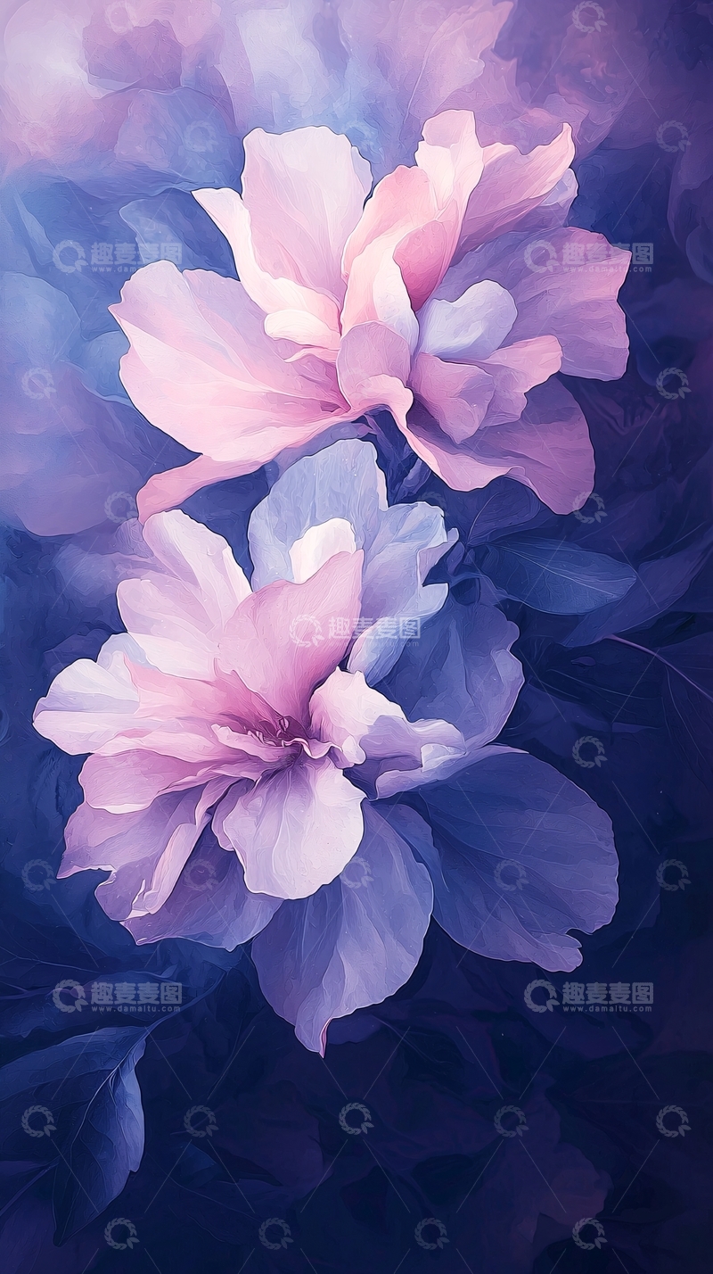 高清大图下载【趣麦麦图】紫色花卉艺术抽象背景