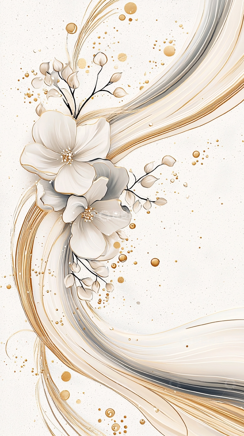 高清大图下载【趣麦麦图】金色花卉抽象艺术背景