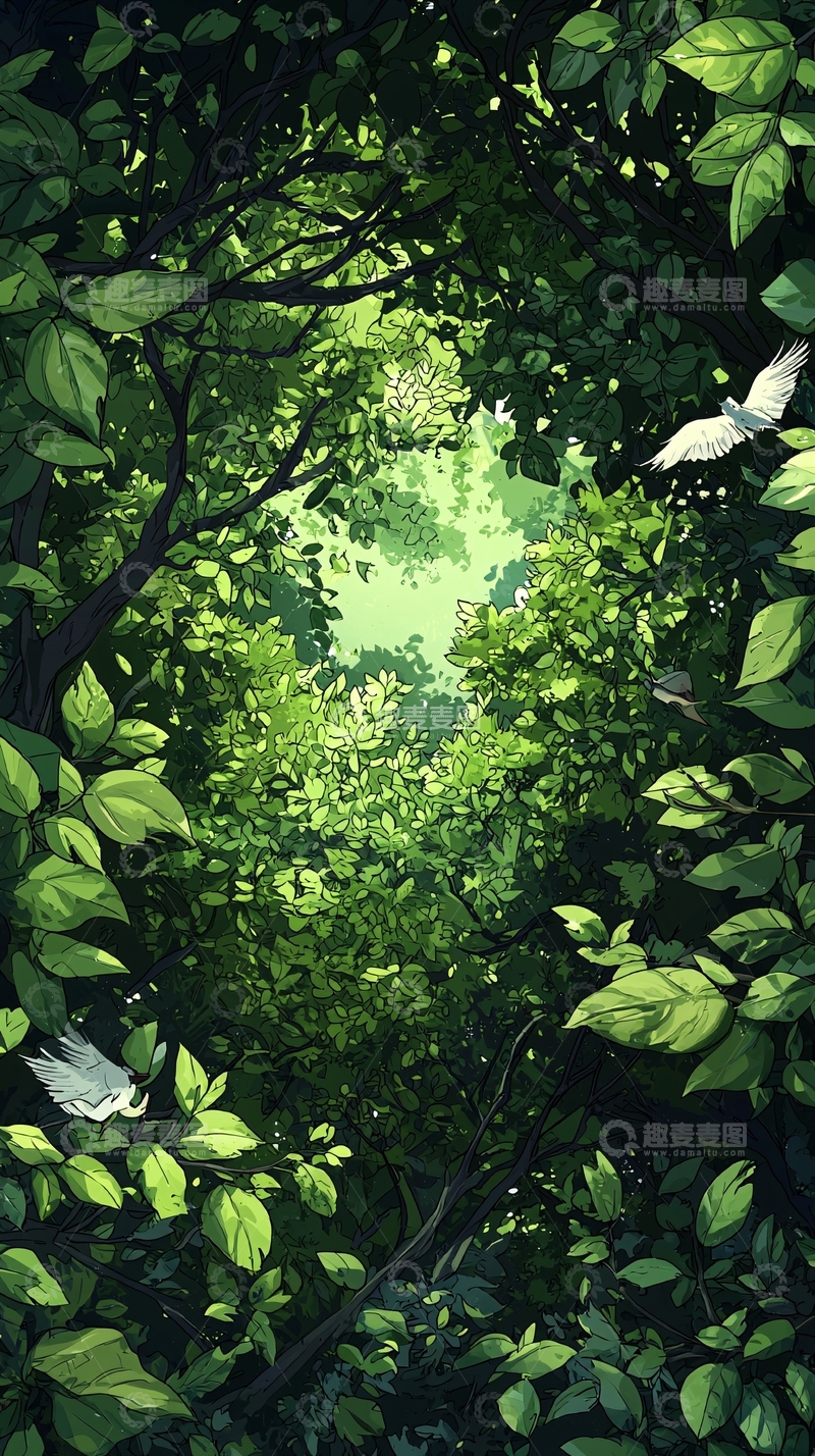 高清大图下载【趣麦麦图】森林中的鸟儿
