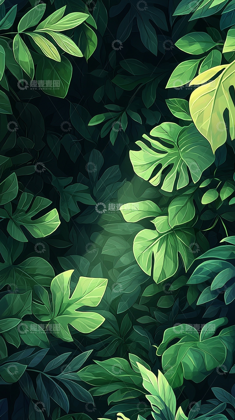 高清大图下载【趣麦麦图】热带雨林植物背景图