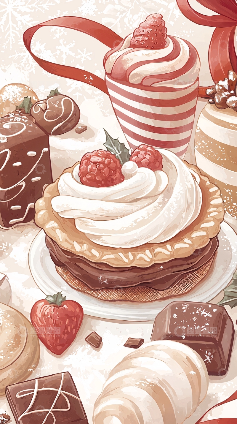 高清大图下载【趣麦麦图】圣诞甜点插画集