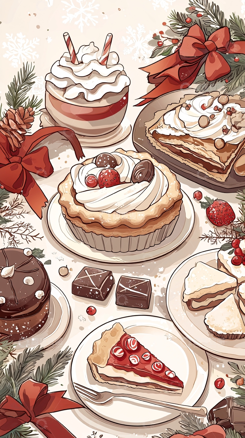 高清大图下载【趣麦麦图】圣诞甜点插画集