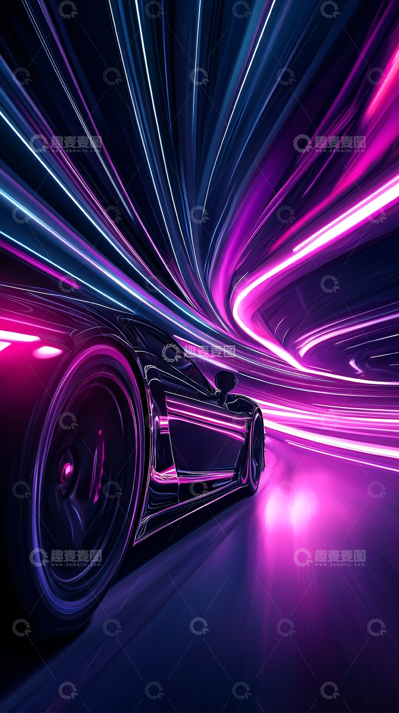 高清大图下载【趣麦麦图】霓虹赛车动态模糊背景