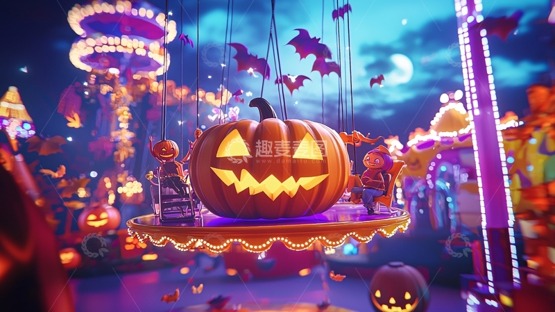 高清大图下载【趣麦麦图】万圣节南瓜灯游乐场
