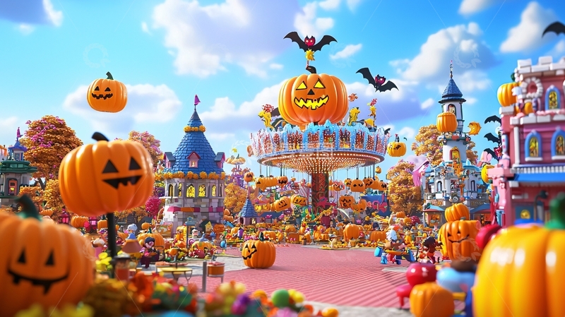 高清大图下载【趣麦麦图】万圣节主题游乐园场景