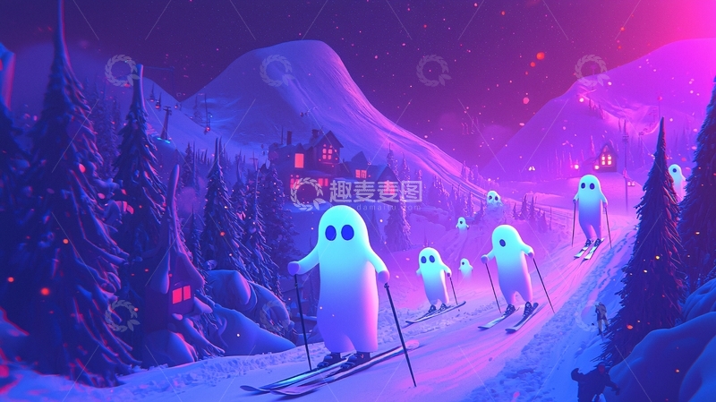 高清大图下载【趣麦麦图】滑雪的幽灵们