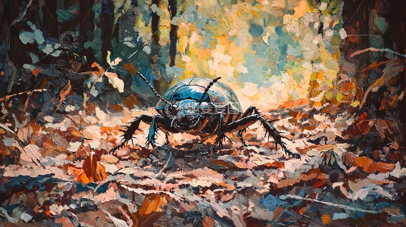 高清大图下载【趣麦麦图】秋日森林中的甲虫