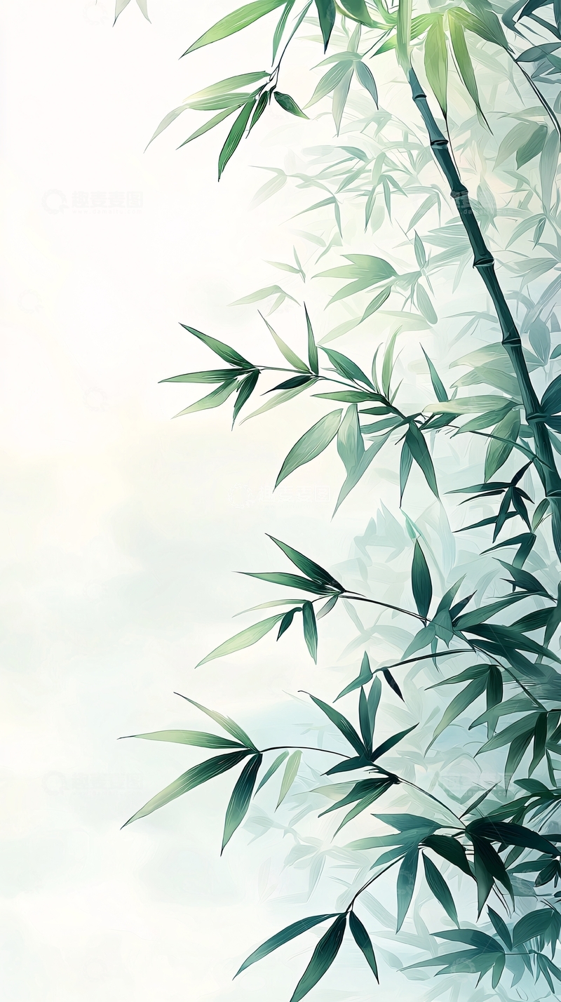 高清大图下载【趣麦麦图】-竹子水墨画背景素材