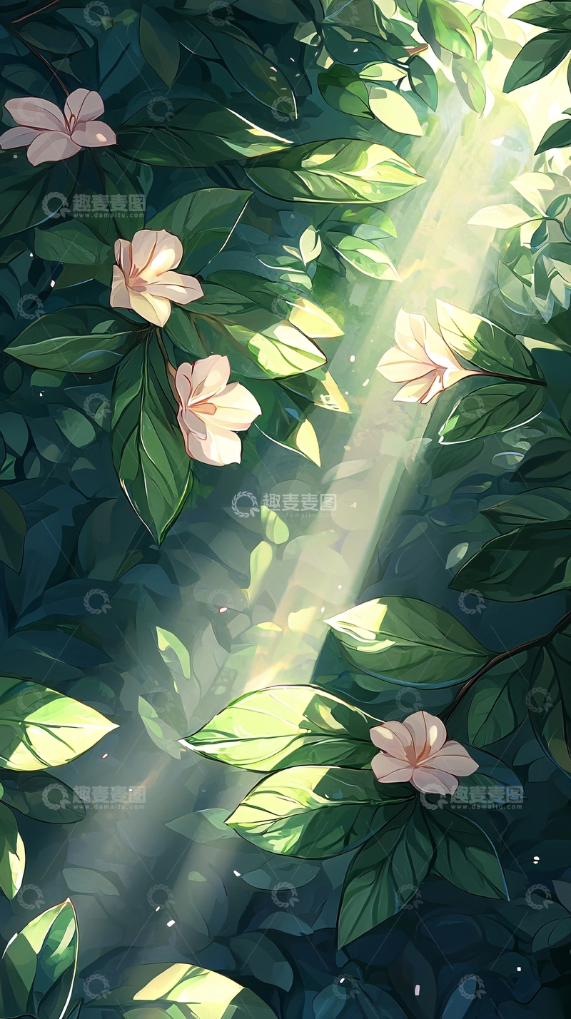 高清大图下载【趣麦麦图】阳光穿透树叶的自然美景