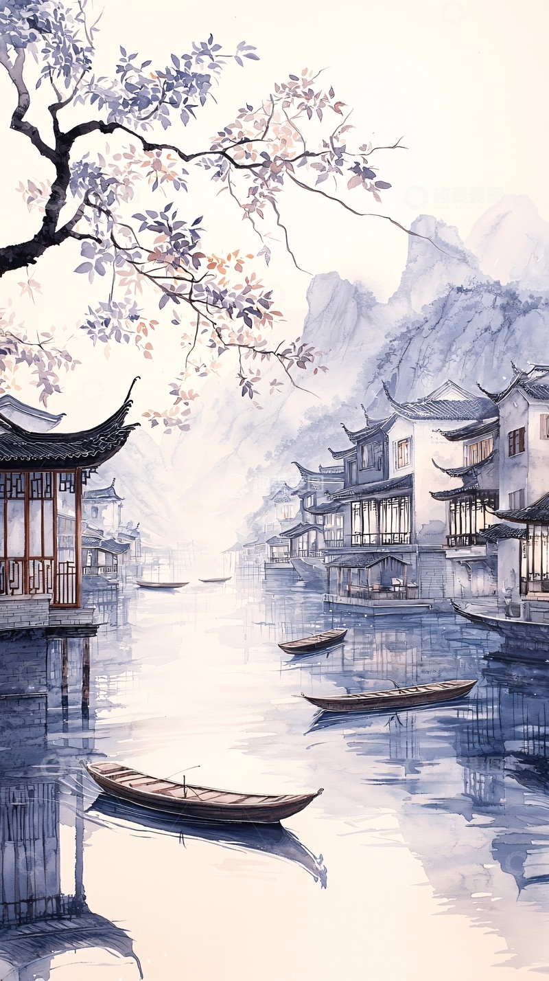 高清大图下载【趣麦麦图】江南水乡古建筑风景图