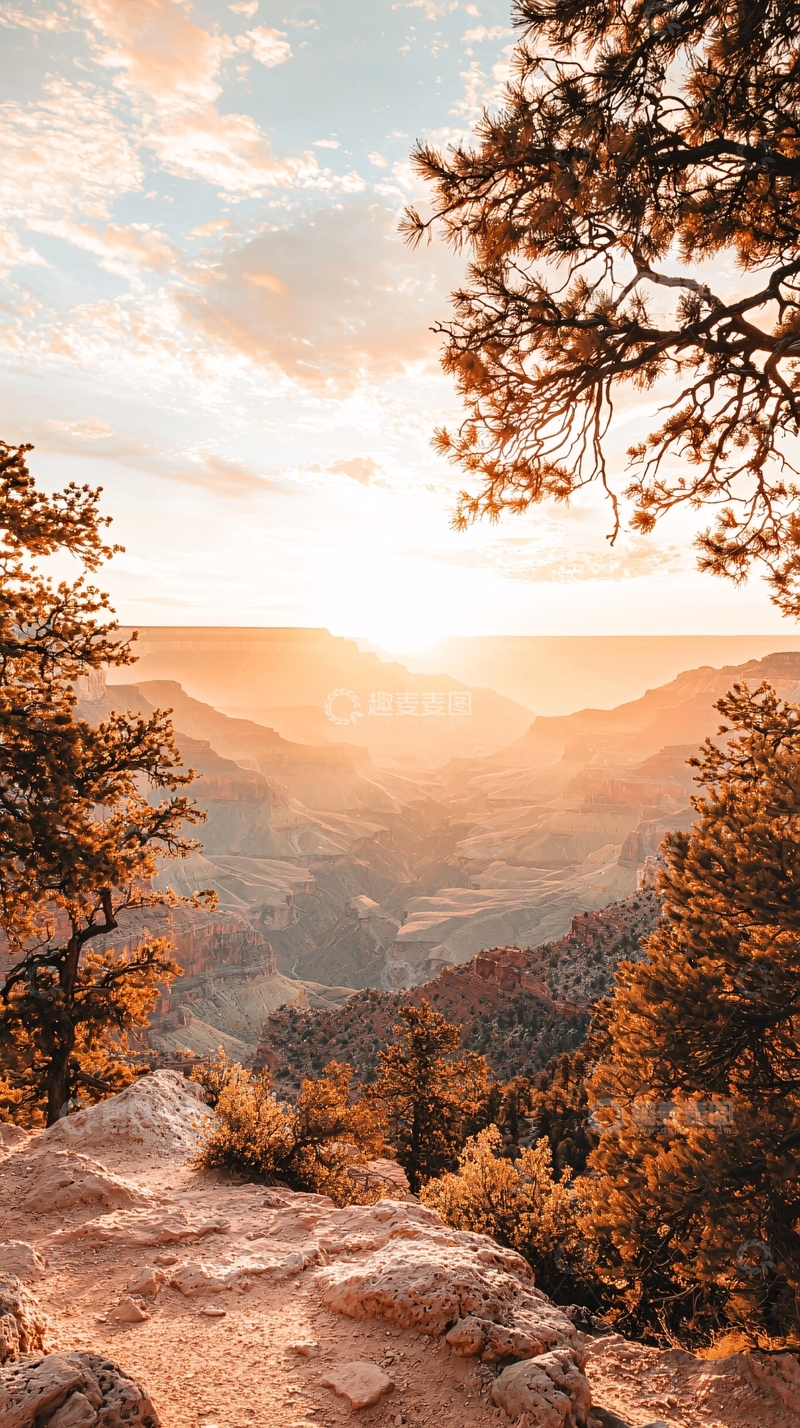 高清大图下载【趣麦麦图】夕阳下的大峡谷风景