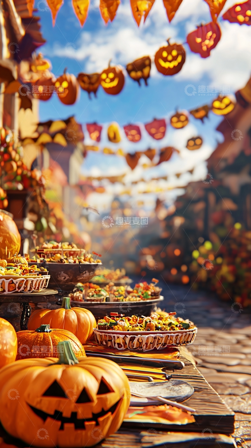 高清大图下载【趣麦麦图】万圣节南瓜派对餐桌布置