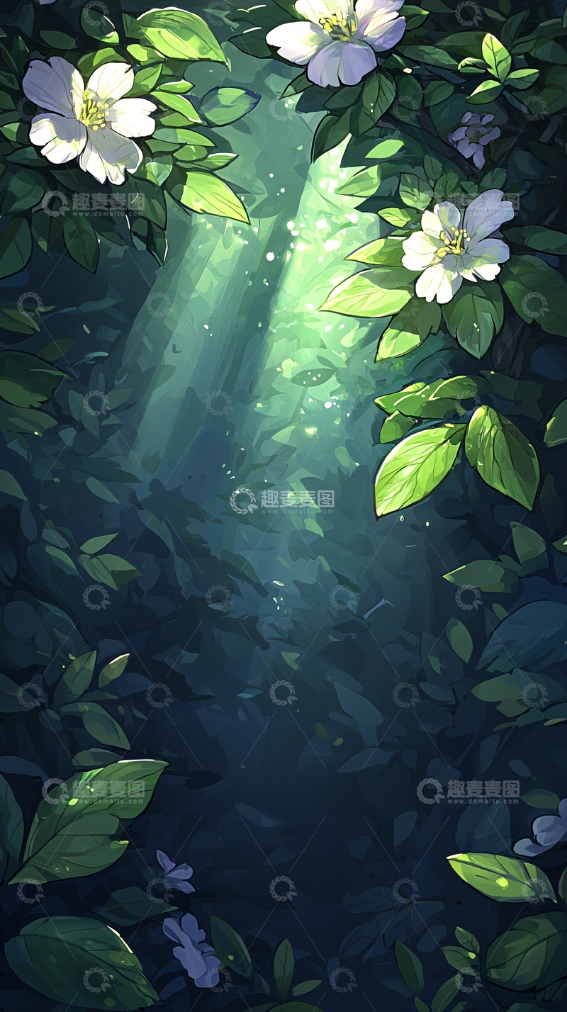 高清大图下载【趣麦麦图】森林中的阳光穿透树叶