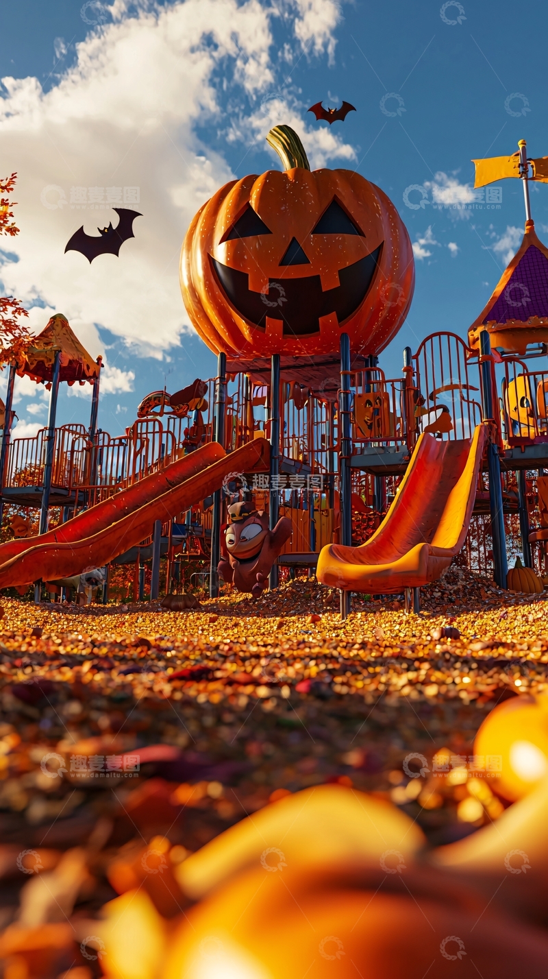 高清大图下载【趣麦麦图】万圣节主题游乐场秋景