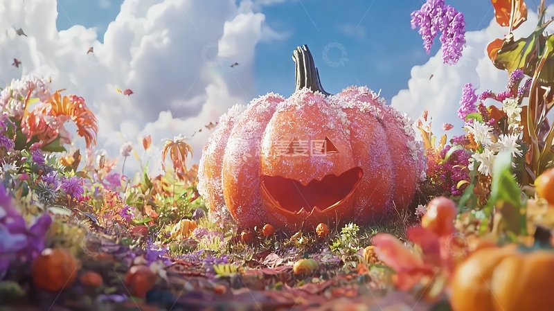 高清大图下载【趣麦麦图】秋日南瓜花海