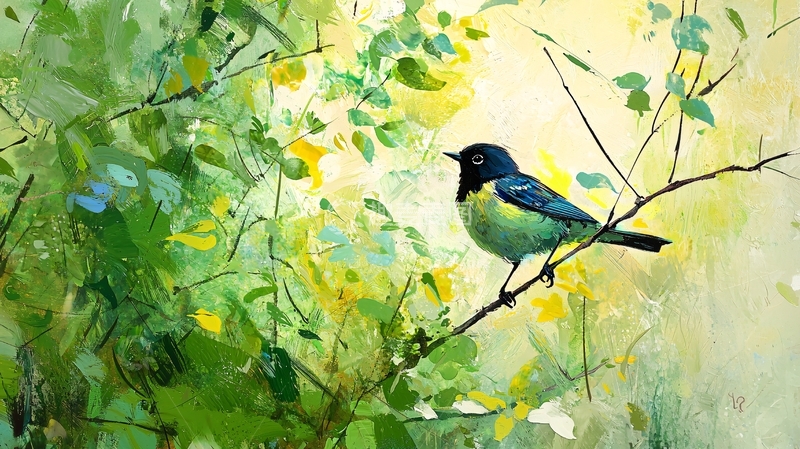 高清大图下载【趣麦麦图】春日森林中的小鸟