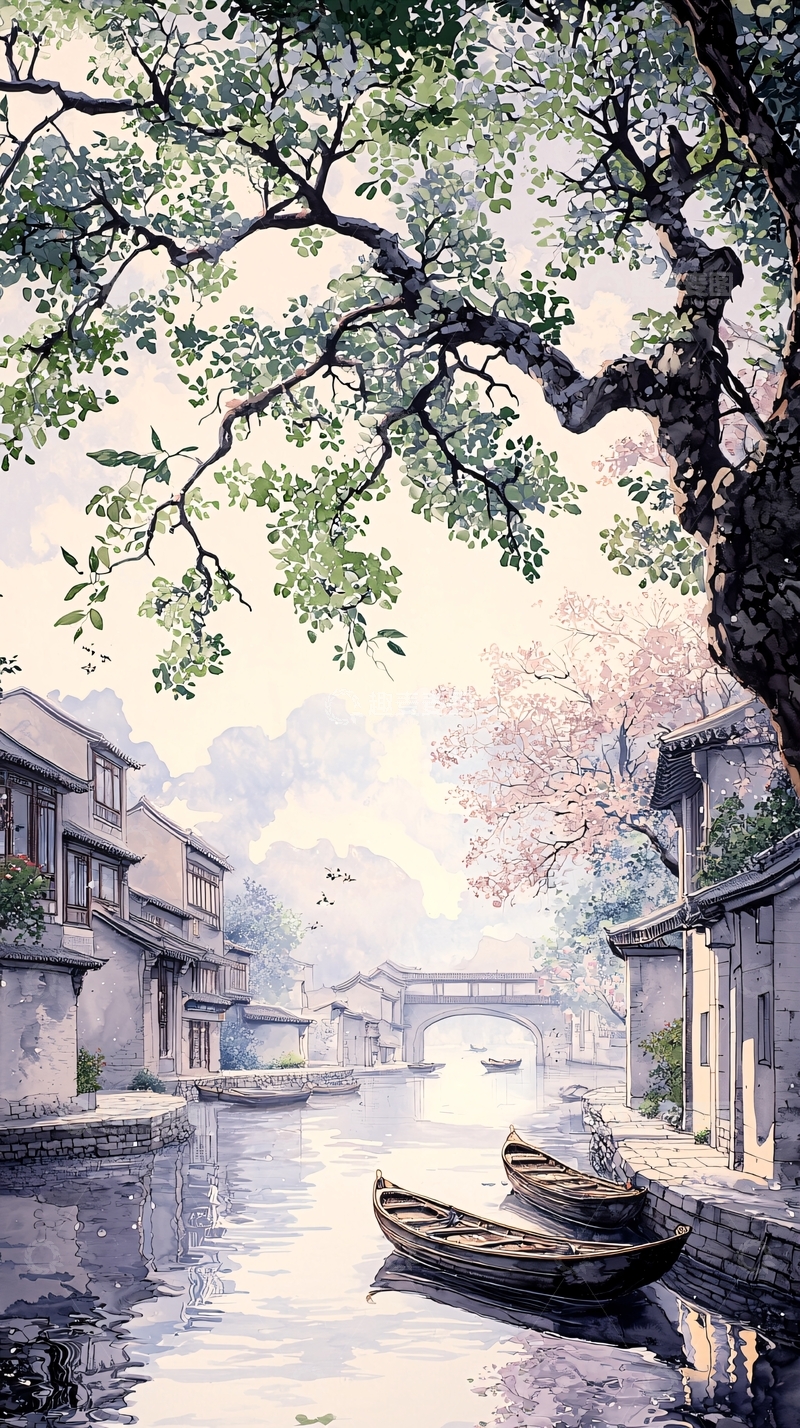 高清大图下载【趣麦麦图】江南水乡古桥风景