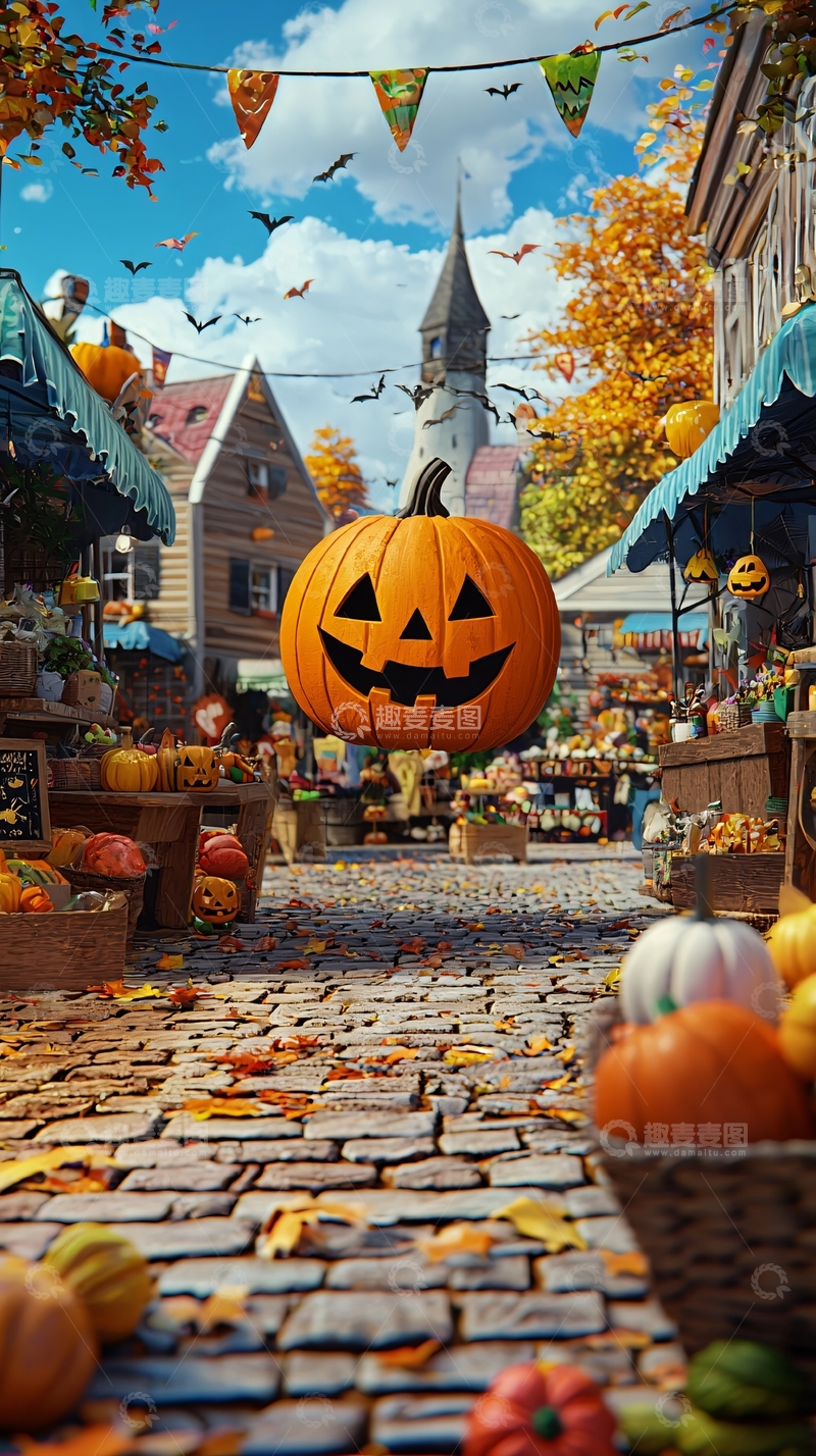 高清大图下载【趣麦麦图】万圣节南瓜市集