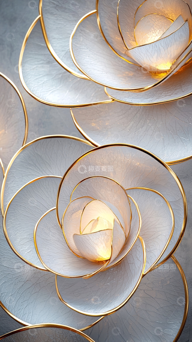 高清大图下载【趣麦麦图】金色花形灯饰背景