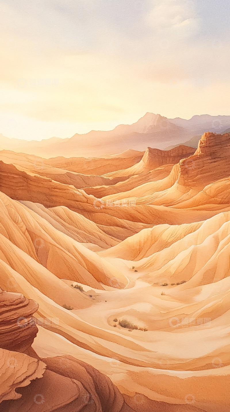 高清大图下载【趣麦麦图】沙漠山丘夕阳美景