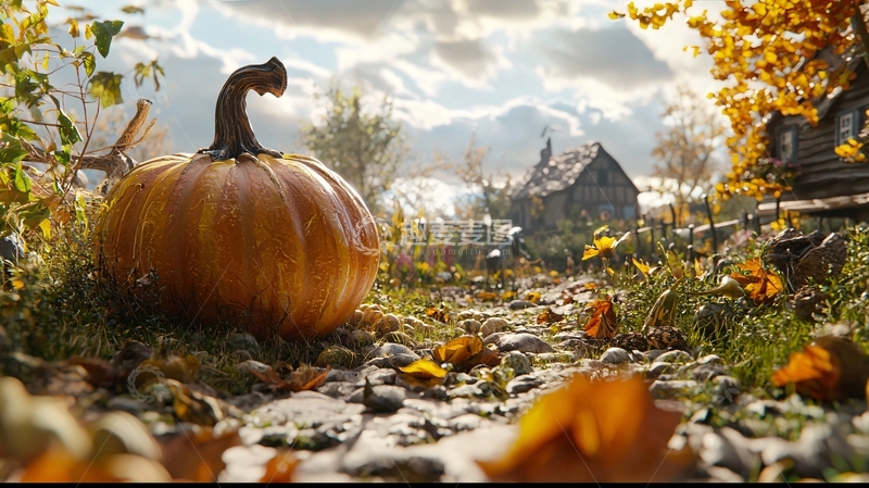 高清大图下载【趣麦麦图】秋日南瓜与乡村风景