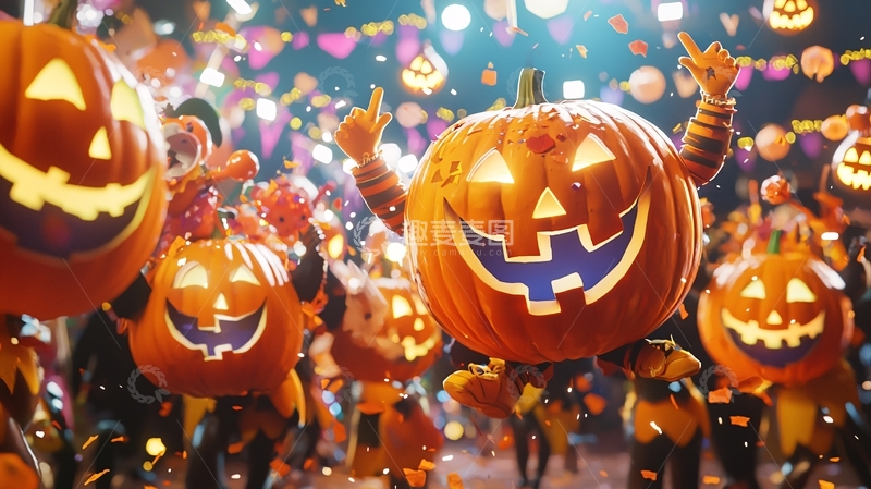 高清大图下载【趣麦麦图】万圣节南瓜灯派对庆祝