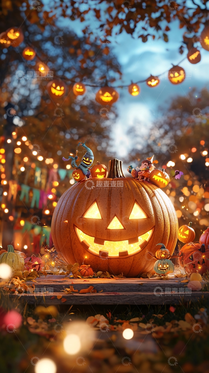 高清大图下载【趣麦麦图】万圣节南瓜灯装饰场景