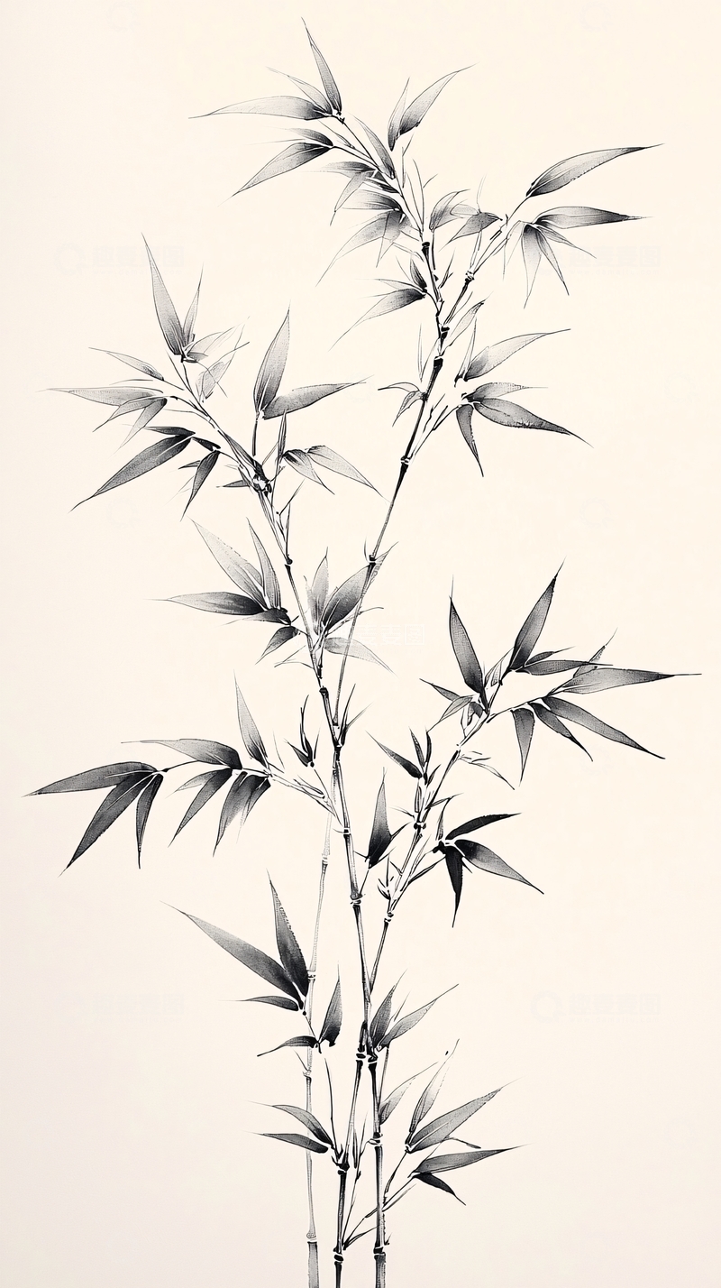 高清大图下载【趣麦麦图】墨竹图素材高清图片
