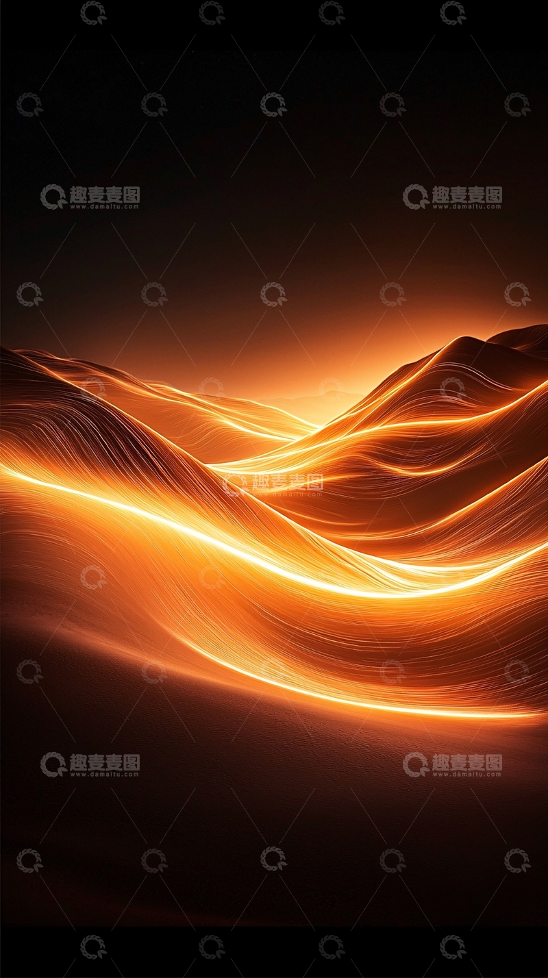 高清大图下载【趣麦麦图】金色波浪山脉背景