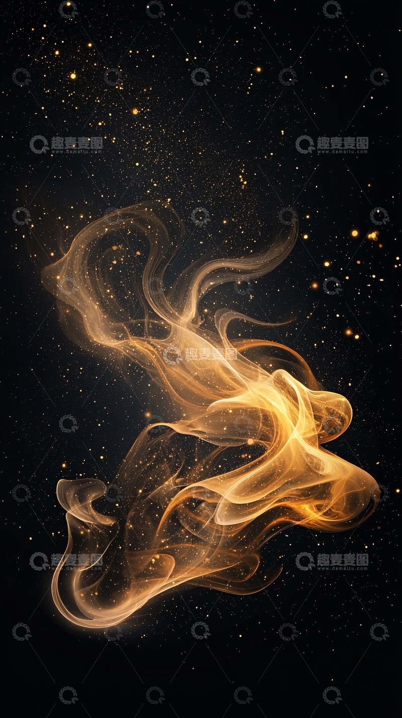 高清大图下载【趣麦麦图】金色烟雾星空背景