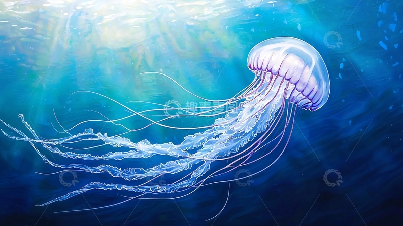 高清大图下载【趣麦麦图】梦幻海底水母艺术插画