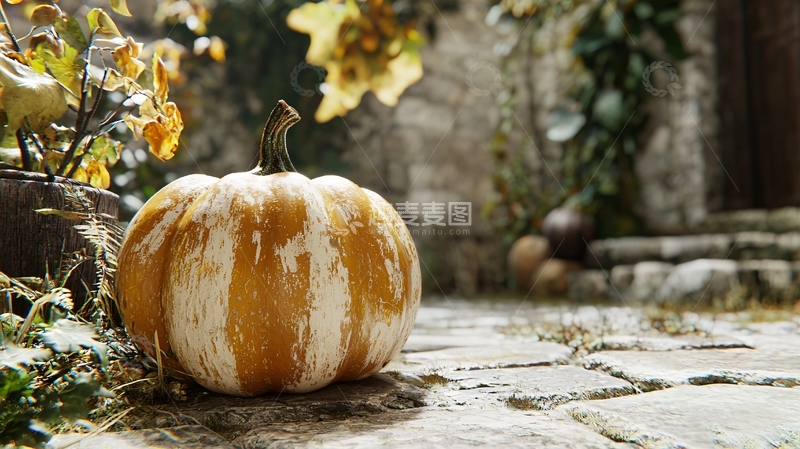 高清大图下载【趣麦麦图】秋天庭院里的南瓜