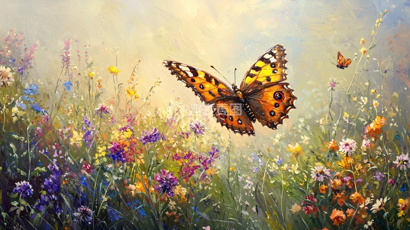 高清大图下载【趣麦麦图】蝴蝶与野花的梦幻花园