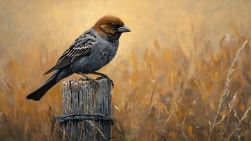 秋日田野上的鸟儿