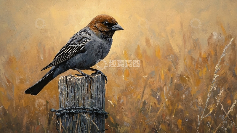 高清大图下载【趣麦麦图】秋日田野上的鸟儿