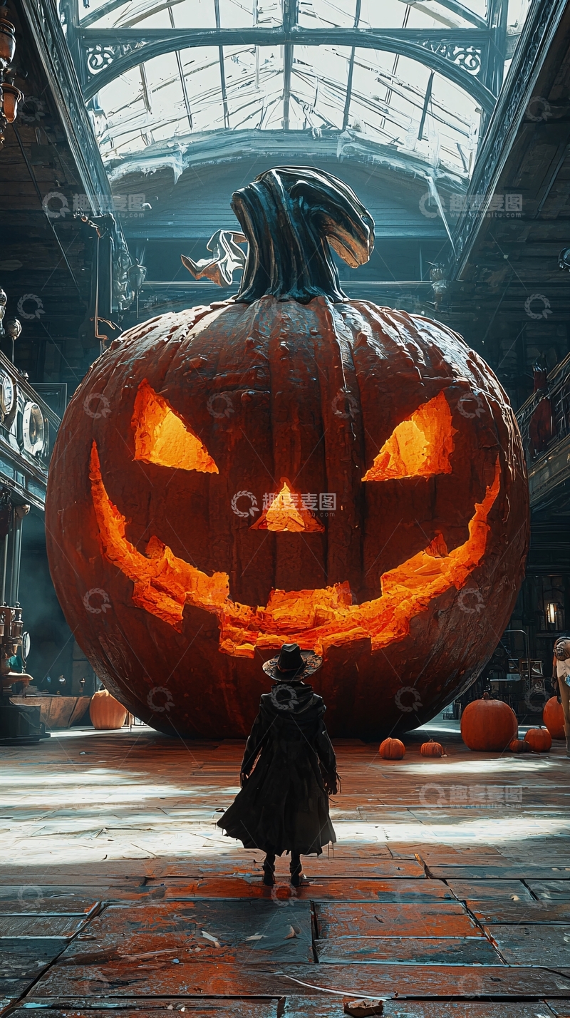 高清大图下载【趣麦麦图】巨大南瓜与巫师的神秘场景